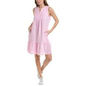 J. McLaughlin Maryann Linen Dress Pink A Line Relaxed Ruffle Women Medium